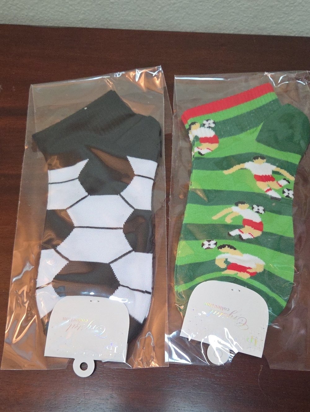 Soccer Pattern Ankle Socks - Black & Green. Average Shoe Size 6 -10